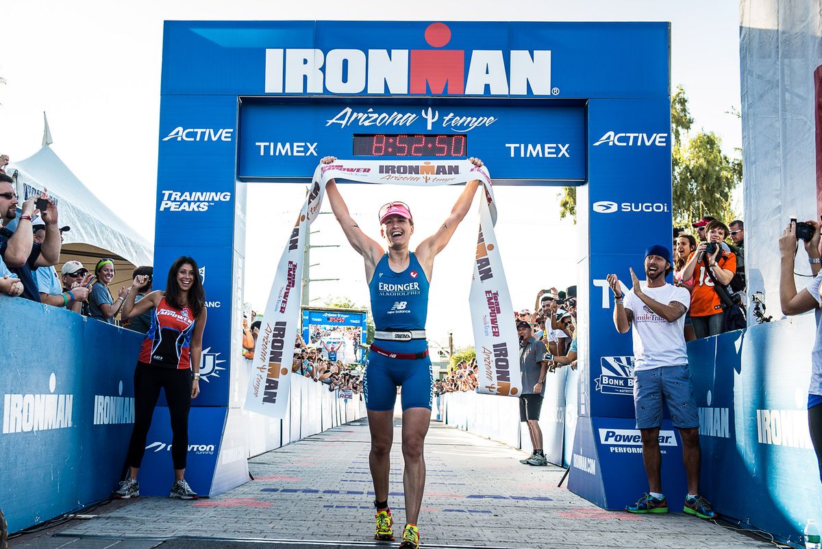 Victor Del Corral and Julia Gajer run to victory at Ironman Arizona