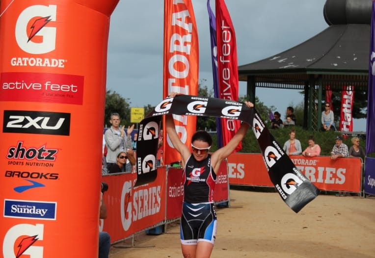 Olympians Erin Densham and Brendan Sexton racing in this weekend’s Gatorade Triathlon Series at St Kilda