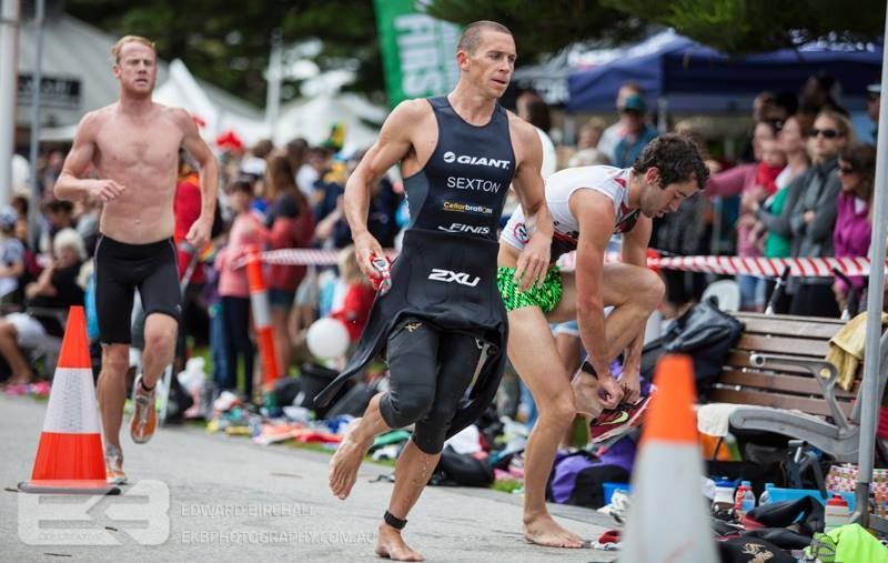 Brendan Sexton Cellarbrating racing again with a 2nd at the Australia Day Aquathon