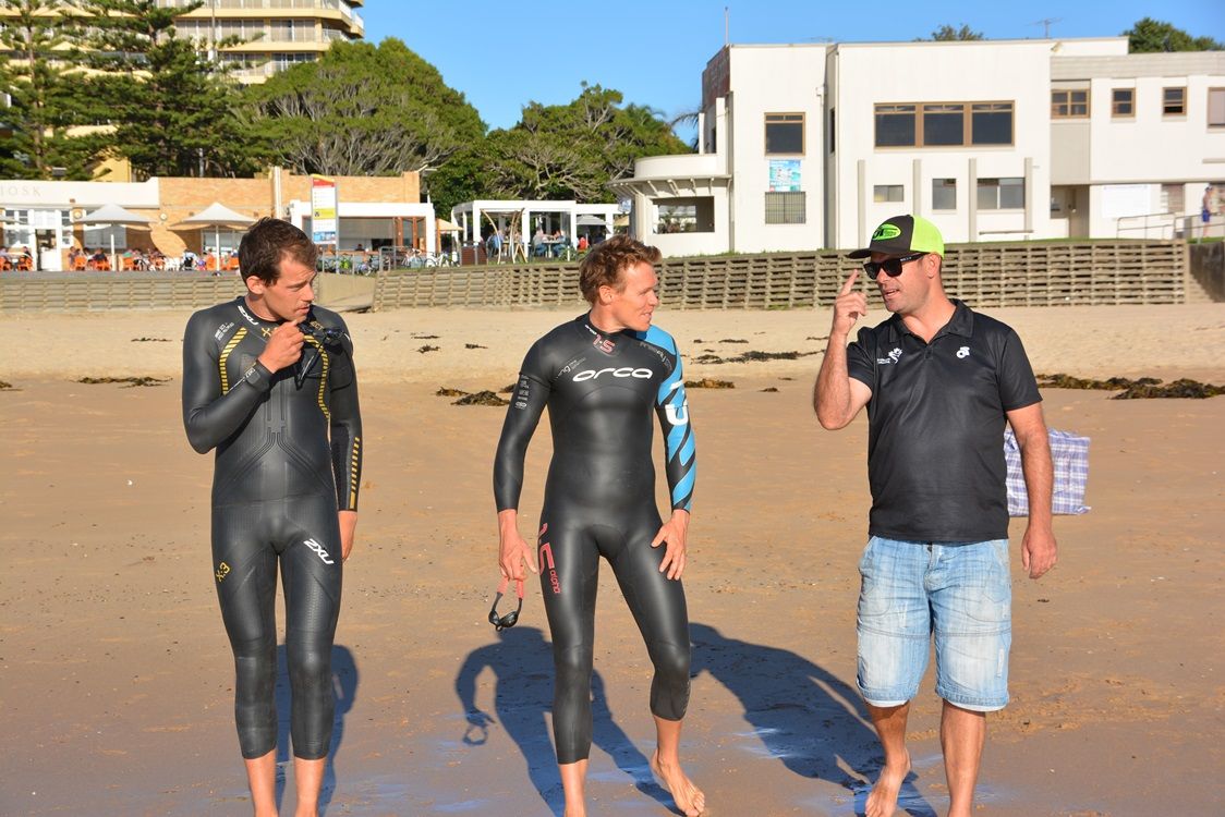 Bondi Rescue’s Adriel Young and Andrew Reid interview after swimming with ITU squad