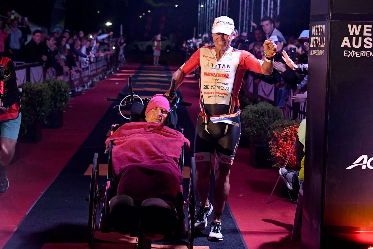 Kevin Fergusson delivers his three-year promise to mate Sid James at Ironman Western Australia