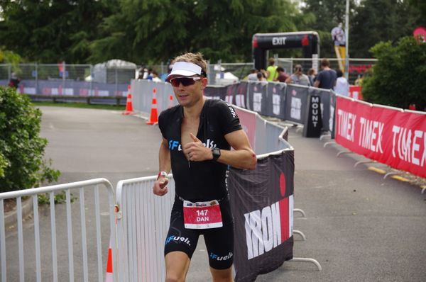Exiting T2 at Ironman New Zealand (Photo Denny Wells)