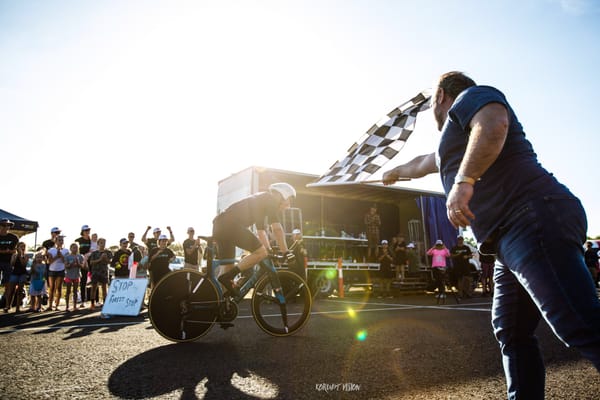 Image of Dr Mitch Anderson breaks the 24 hour outdoor road cycling record