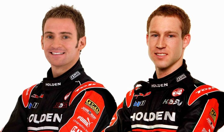 V8 Supercars drivers Will Davison and David Reynolds racing Noosa Triathlon
