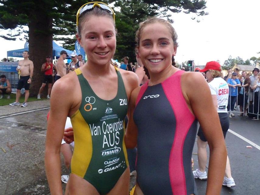 Natalie Van Coevorden and Grace Musgrove at the Wollongong Aquathon 2013