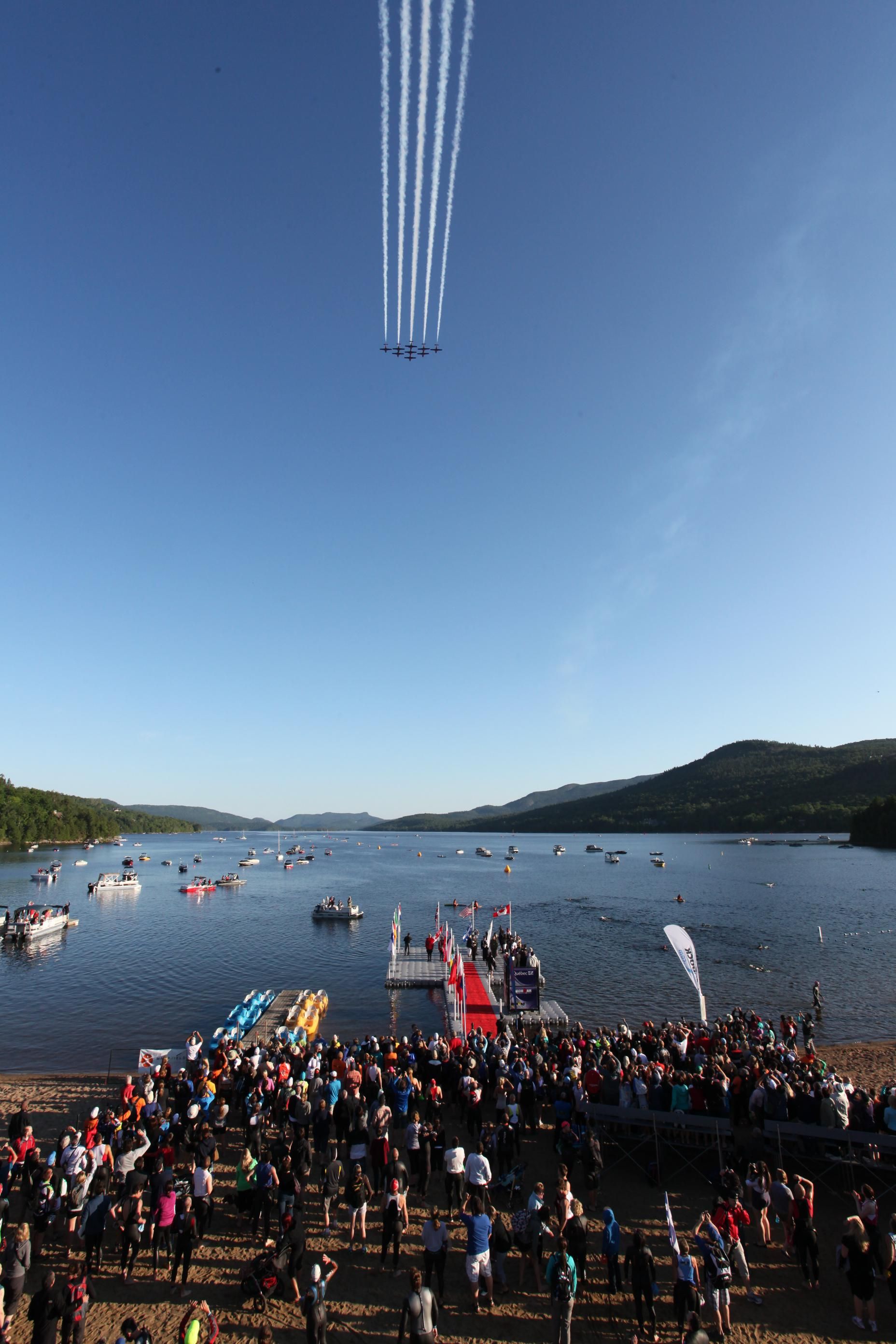 With the Snowbirds from the Canadian Forces flying over, the swim start was superb. Photo: Author