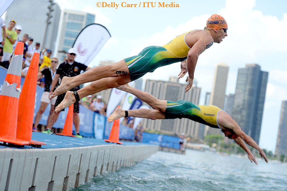 Brendan Sexton in full flight at Chicago - Photo Credit: Delly Carr / ITU Media