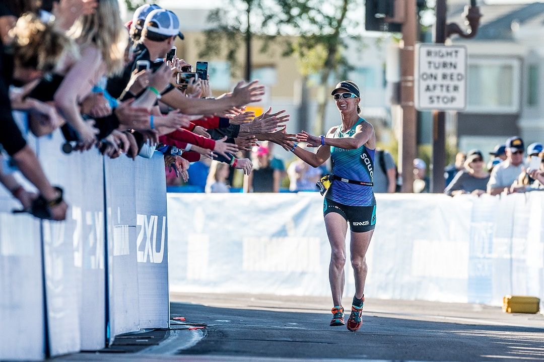 Meredith Kessler wins with an 8:50 - Photo credit: IRONMAN/Nils Nilsen