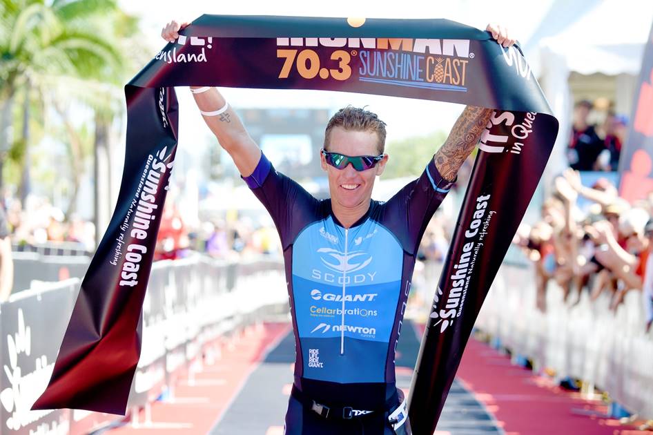 Tim Berkel celebrates another outstanding victory - Photo Credit: Delly Carr / Ironman.com